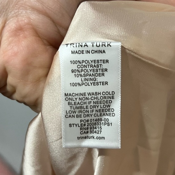 Trina Turk Dress Size 14 Confidential Printed Faux Wrap Black Cream Animal Print - Picture 5 of 6